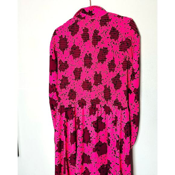 Kate Spade Pink Bubble Dot Smocked Collared Fabric Covered Buttons Dress Size 6 - Picture 6 of 13